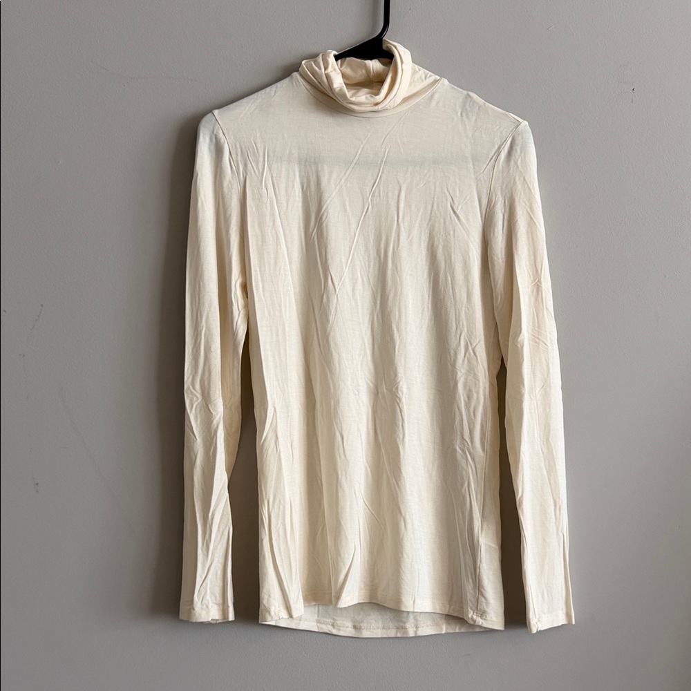 Massimo Dutti Cream Long Sleeve Turtleneck Top